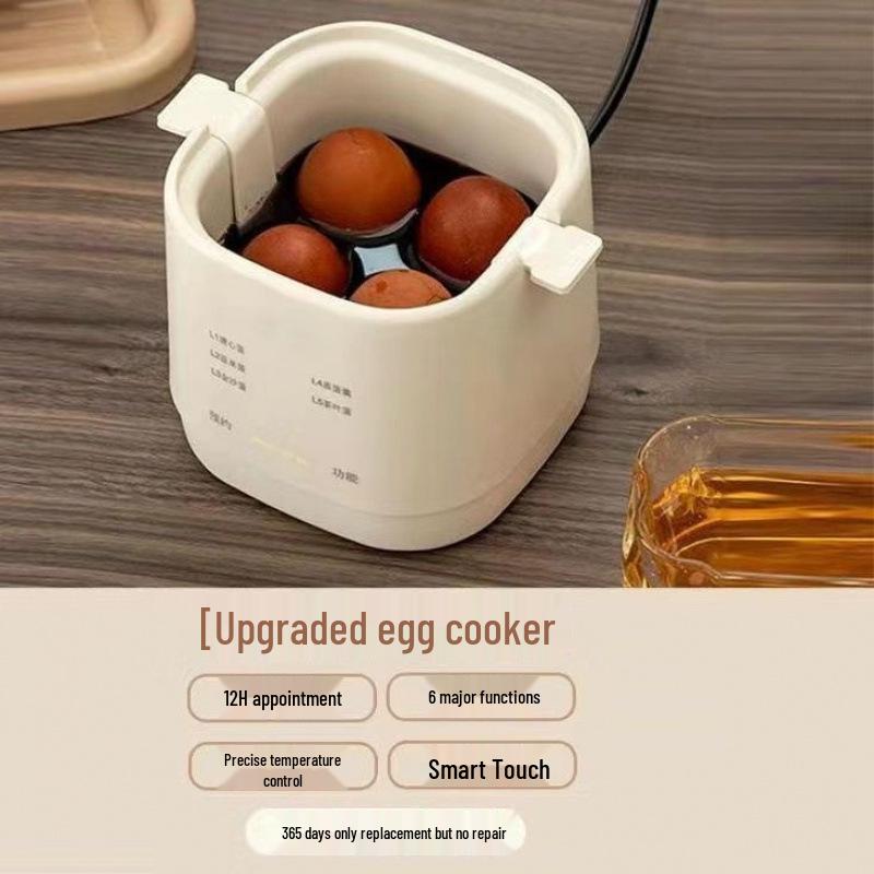 Multifunctional Automatic Egg Boiler & Steamer: Compact Household Breakfast Gadget Upgraded 24-Hour Timer + 6 Modes