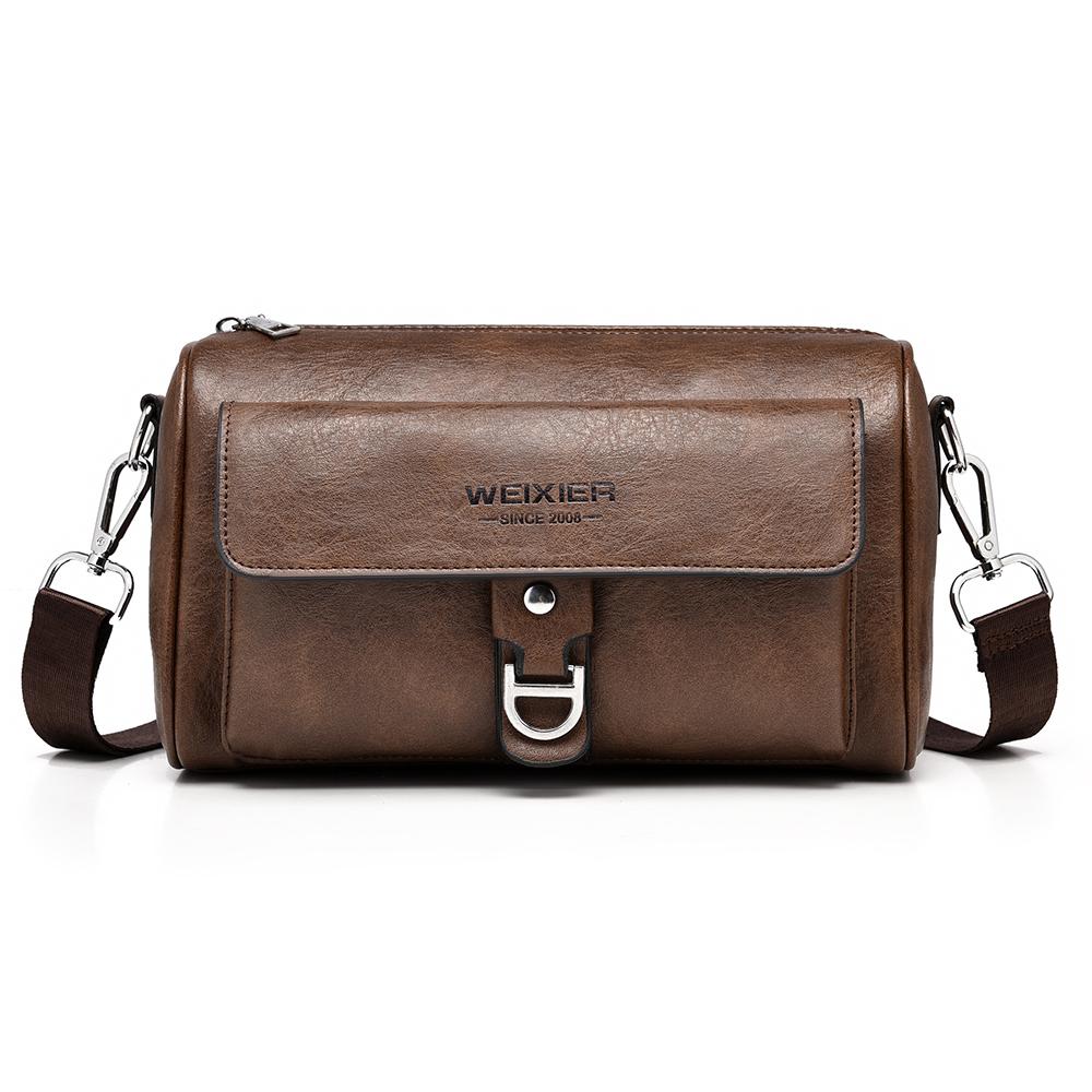 WEIXIER Men's Leather Crossbody Shoulder Bag Classic Waterproof Briefcase Messenger Satchel Travel Bag
