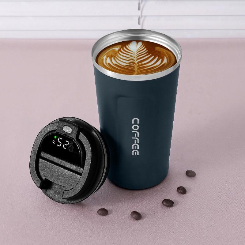 Smart Temperature Display Stainless Steel Travel Mug - Portable Insulated Coffee Cup