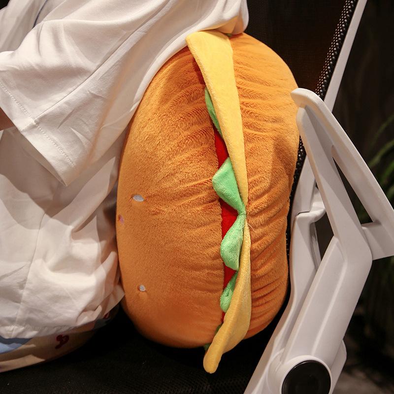 Cartoon Plush Hamburger Toy Smile Face Drumsticks Stuffed Funny Food Toast Pillow Cushion Chair Seat Sofa Decor Kids Girls Gift