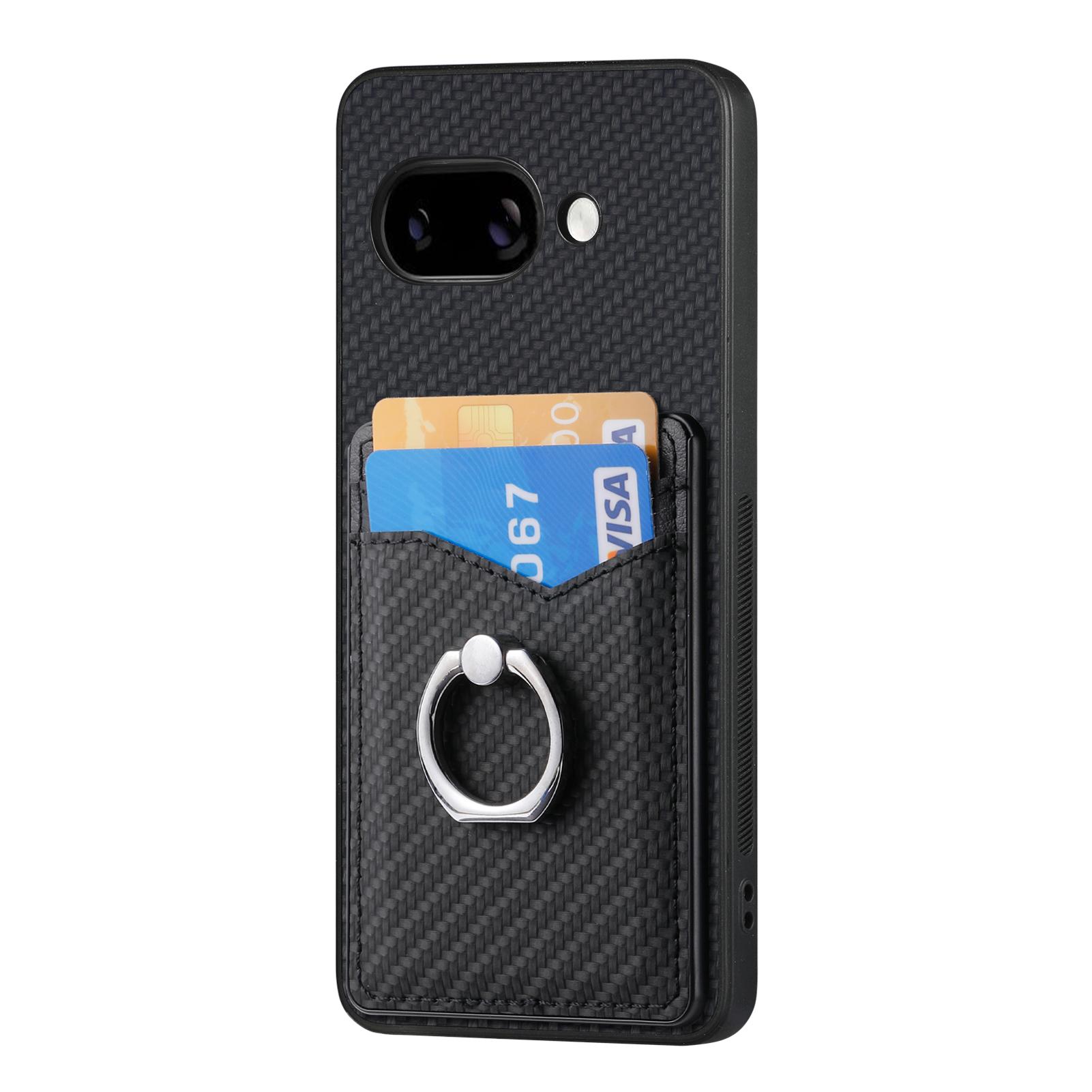 

For Google Pixel 9a Case Card Slots Ring Holder Kickstand Phone Cover Apricot