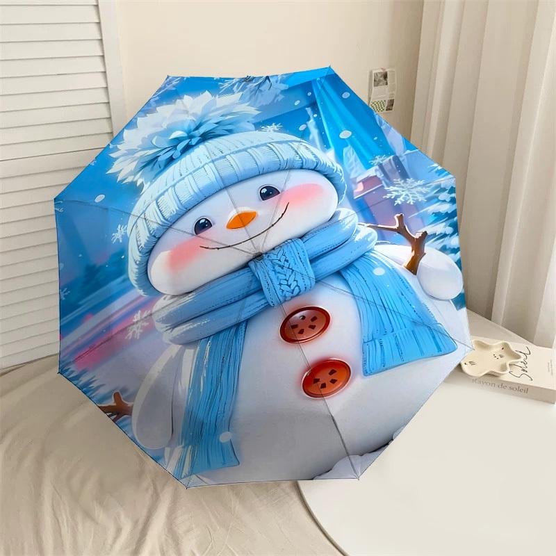 

1PC snowman winter Automatic Open/Close Umbrella with Windproof, 8-Rib Sturdy Canopy, Durable Ribs, Fashionable Design1306A