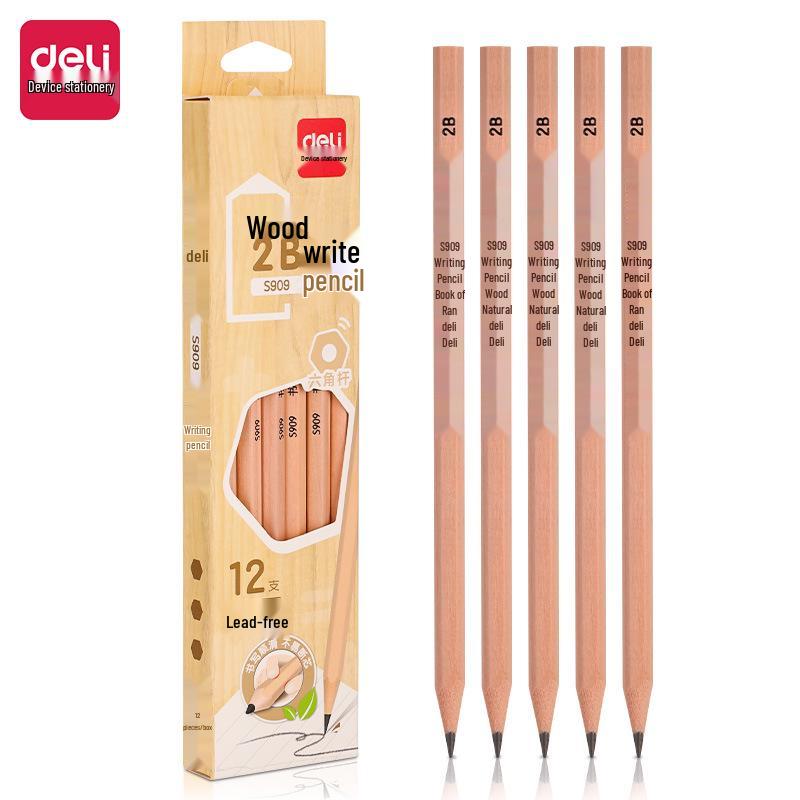 12-Piece Set: Hexagonal Deli 2BHB Cartoon Pencils for Students 12-piece Box