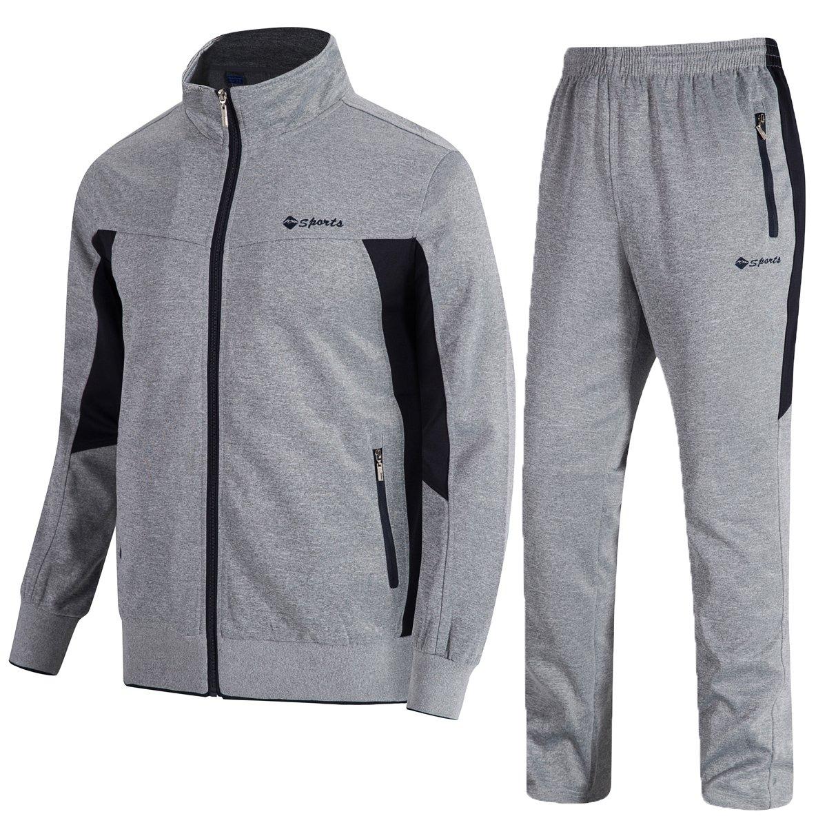 

[Gopune] Men s Tracksuit Set Top & Bottom Sportswear Training Running Jogging Pants Outdoor Loungewear Casual Wear Gray 3XL сірий колір