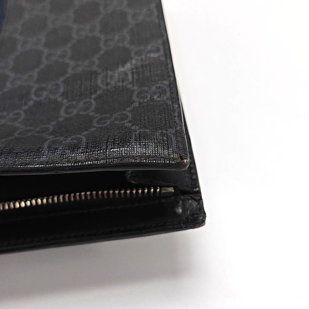 [Pre-Owned] Signature Logo Stripe Web Zipper Canvas Clutch - Fair #1Q4GJFX
