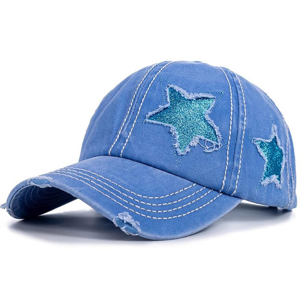 Fashionable Baseball Caps Five Point Star Baseball Cap With Curved Brim And Ponytail Design For Women Outdoor Sports