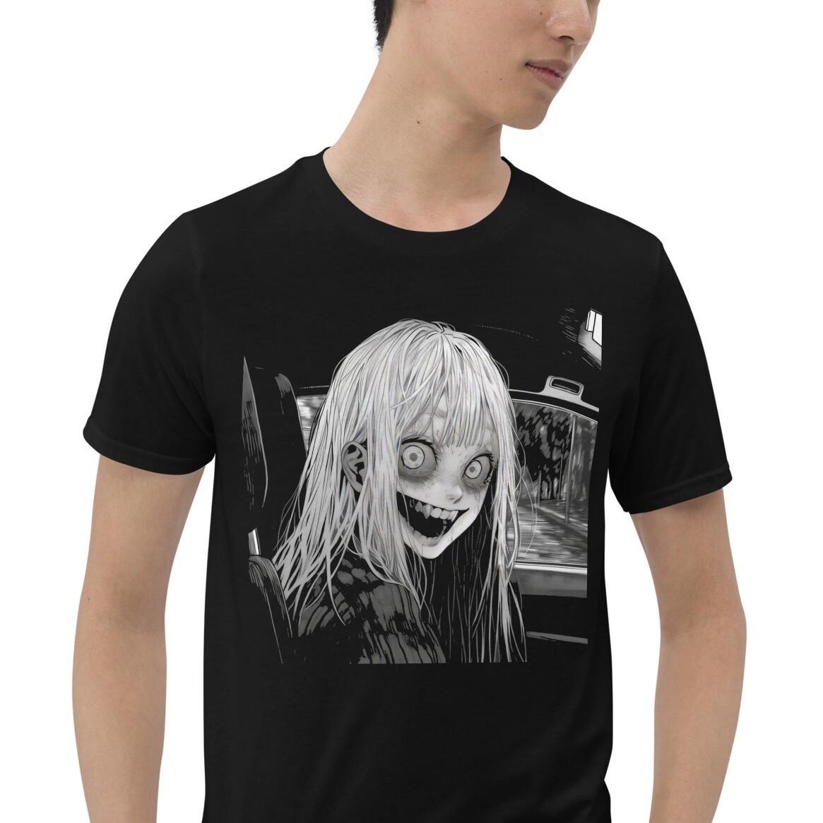 Anime Girl Horror Creepy Short-Sleeve Unisex T-Shirt Mens Womens Tees Top 2XL