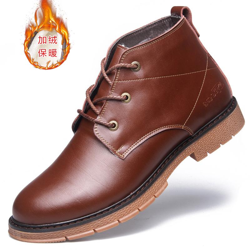 Pánské módní boty Zimní teplé pánské boty Šněrovací Všestranné pánské kožené boty Obchodní kotníková obuv Velká velikost Obuv fgv5