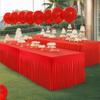Desk Skirt 6ft Red Rectangle Cloth Table Skirt For Party Holiday Reusable Tablecloths For Home Restaurant Wedding Reception