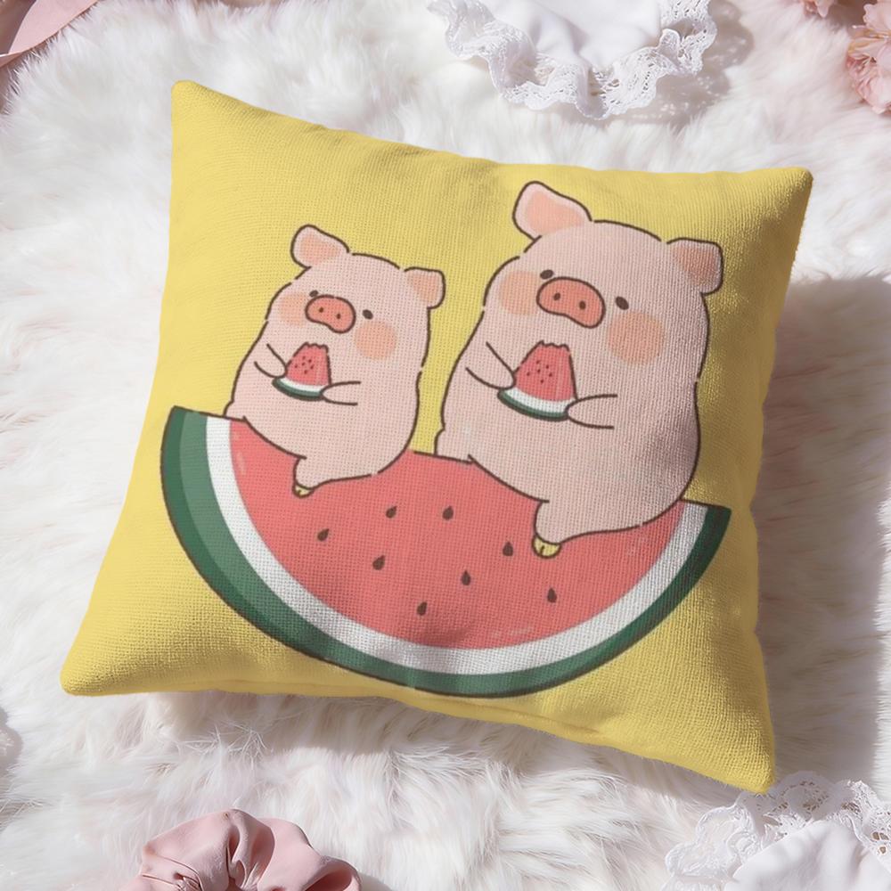 Cartoon L-Lulu Pig Pink Cushion Cover Premium Comfort Reversible Pillow Cove -Two in One Design for Any Room & Car Interior