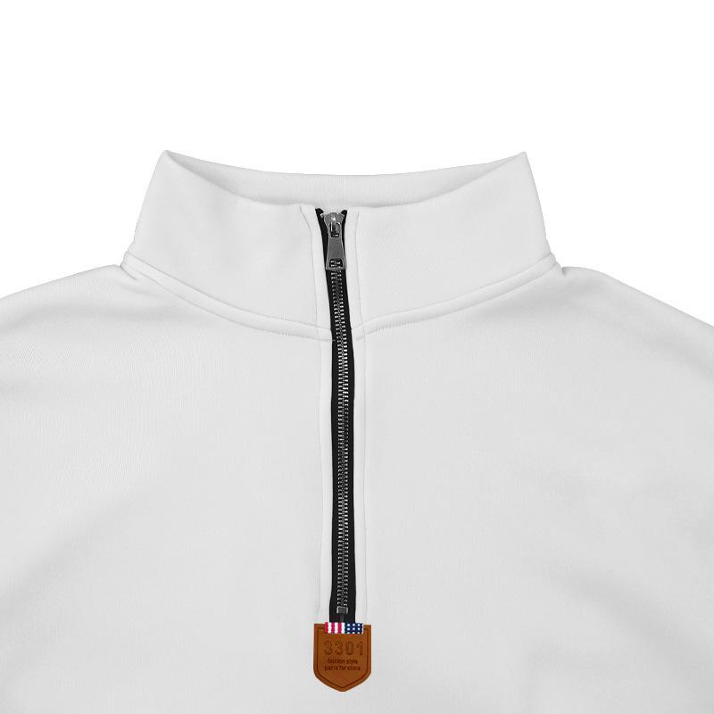 Cross2023 Men's Autumn/Winter Slim Fit Velvet Hoodie - Solid Color, Long Sleeve, Half Zip, Stand Collar.