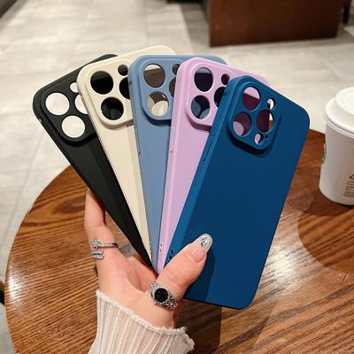 Liquid Silicone Shockproof Matte Case For iPhone 16E 16 Pro Max 15 Plus 14 Pro 13 12 11 Pure Color Slim Soft Anti-Fall Phone Cover