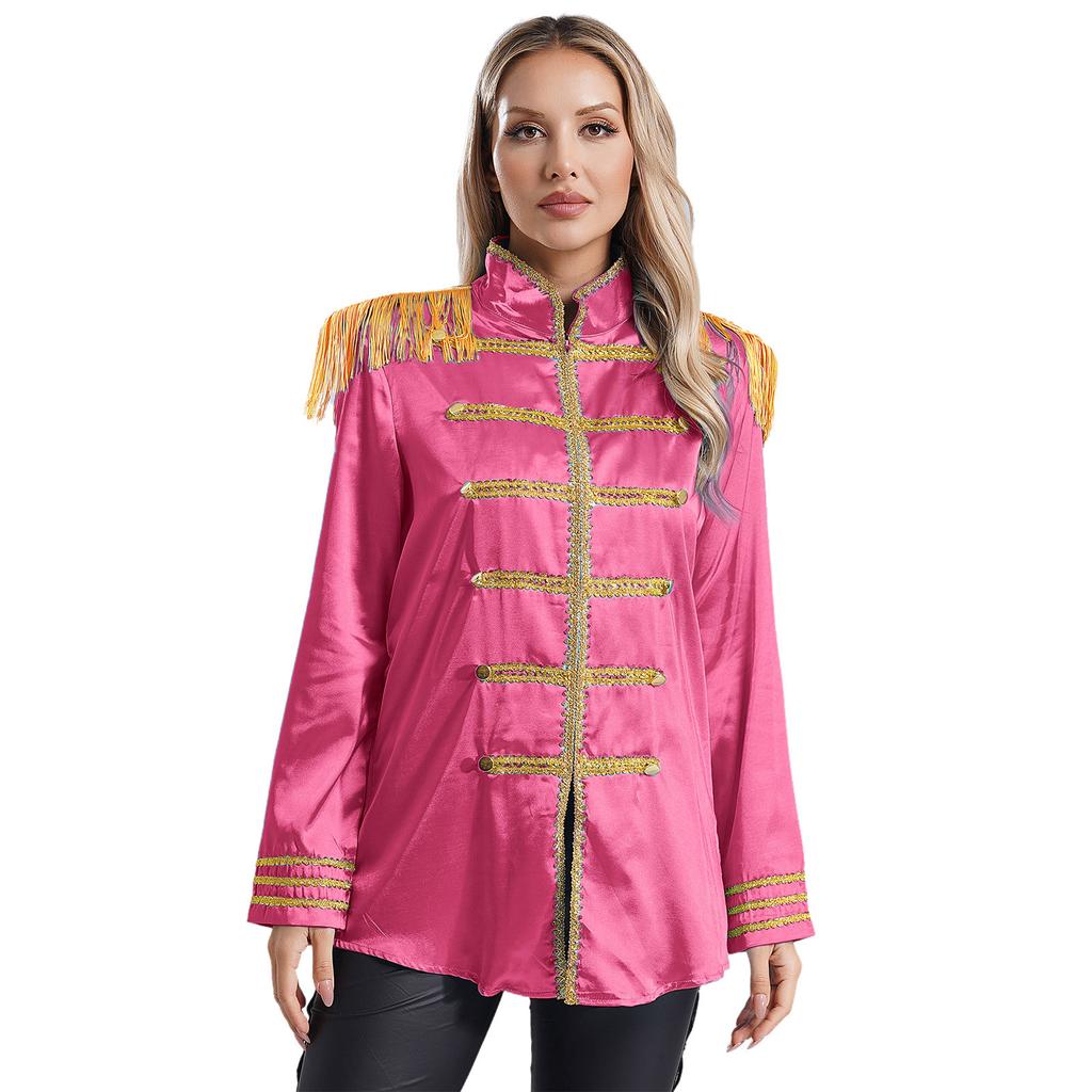 Damen Halloween Mittelalterstil Oberbekleidung Quaste Schulterpolster Goldbesatz Reißverschluss vorne Satinjacke