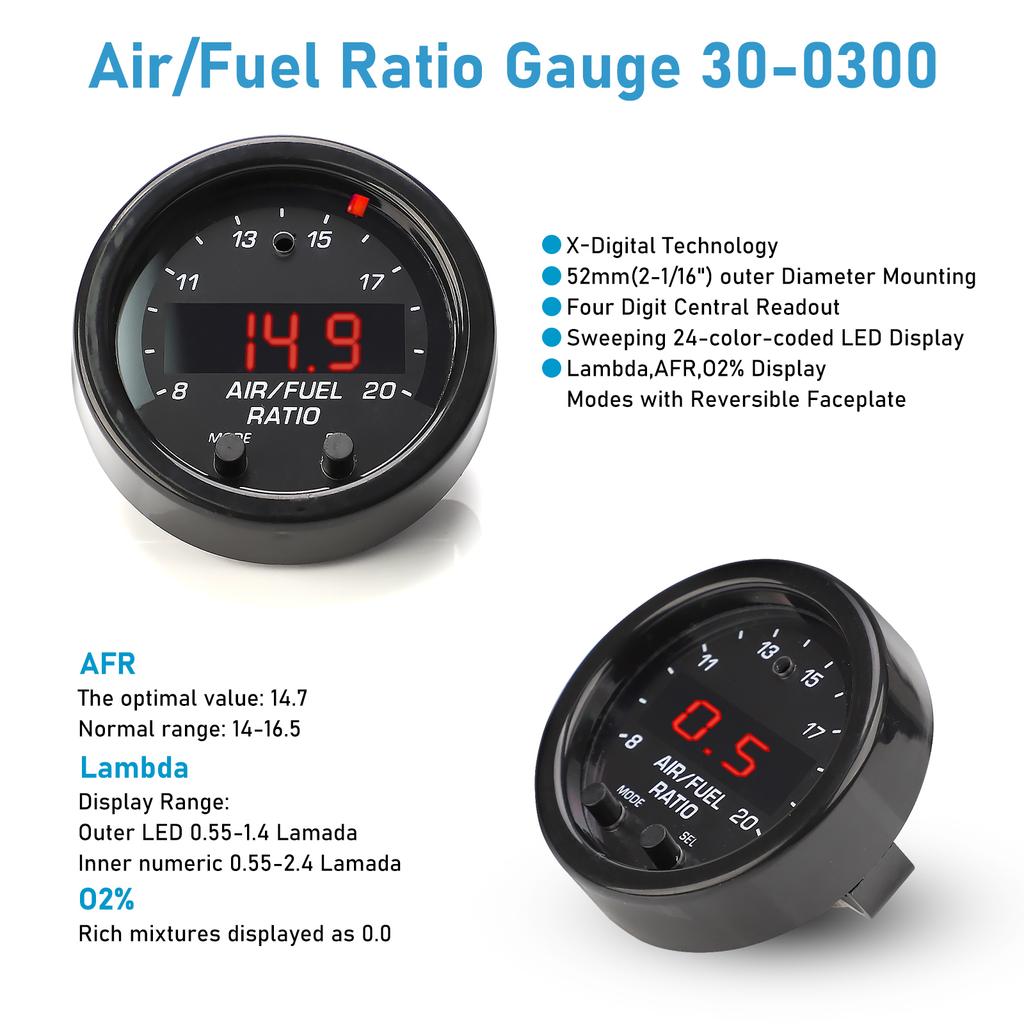 EM 30-0300 30-4110 X-Series Wideband UEGO AFR O2 Air Fuel Ratio Gauge Kit LSU 4.9 0258017025 Car Oxygen Sensor AFR Sensor Gauge