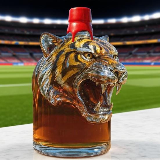 Tiger Shape Whiskey Bottle 3D Animal Decanter 300ml Unique Glass Whiskey Bottle Gift for Whiskey Lovers Pet Enthusiasts
