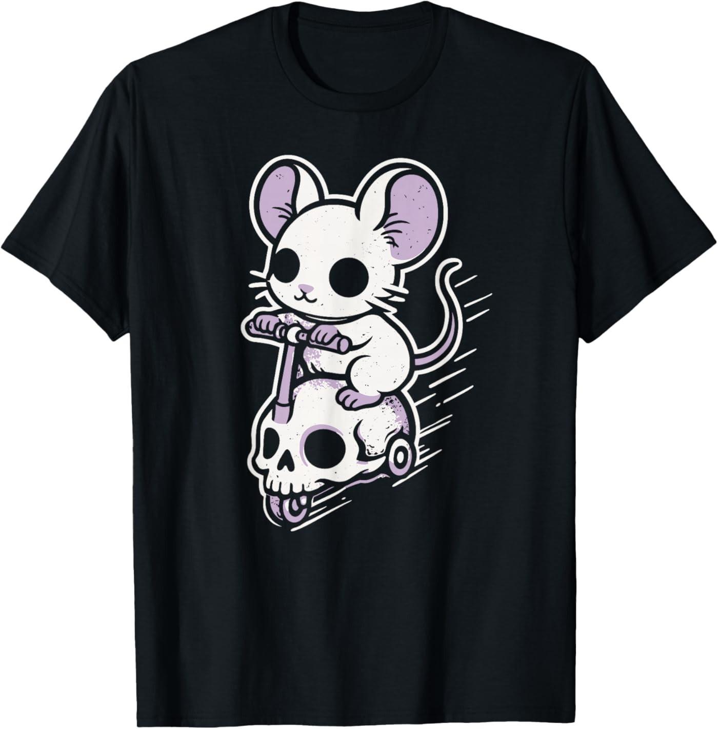 Mouse Rat Creepy Cute Skull Scooter Pastel Goth Aesthetic T-Shirt S разноцветный