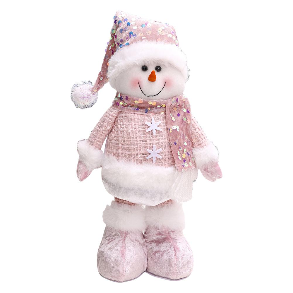 Christmas Charming Pink Height-Adjustable Snowman Santa Claus and Reindeer Christmas Decorative Items Holiday Home And Office De