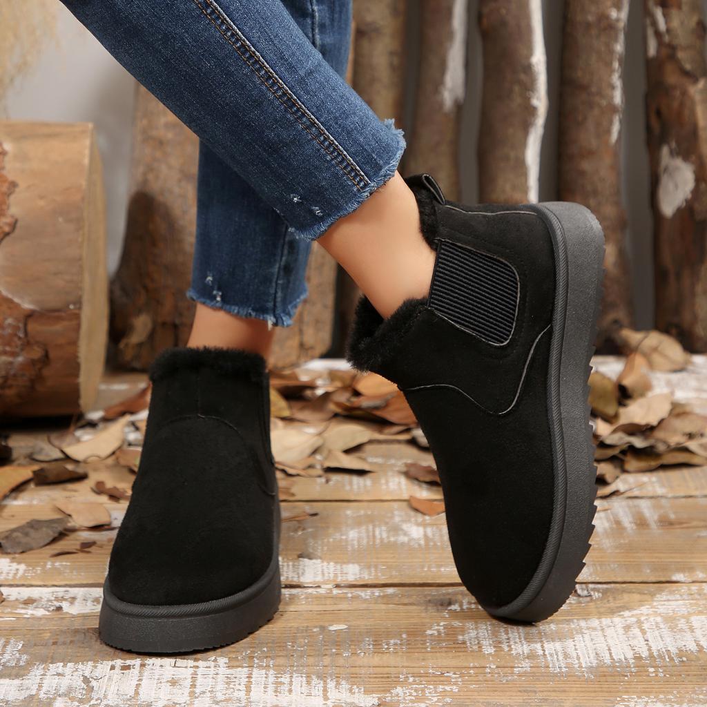 Winter Women Snow Boots Short Plush Warm Boots Comfortable Flats Platform Ladies Shoes Casual New Fur Chelsea Ankle Boots Women
