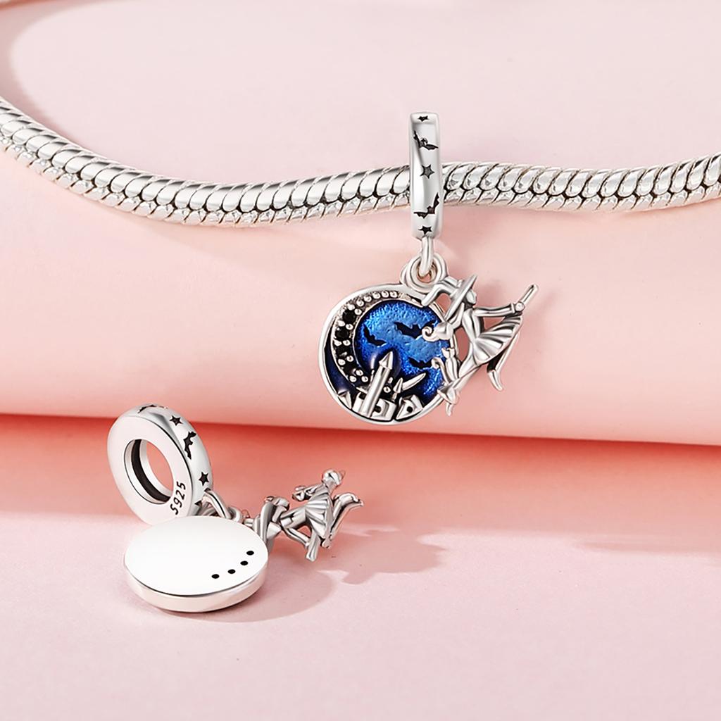 Beads Copper Charms Original Blue Witch Halloween Pendant Beads Fit Bracelet Jewelry Diy Women Gift Accessory
