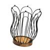 Rustic Coffee Pod Keeper With Solid Wood Base Spacious Metal Espresso Capsule Storage Tary For Kitchen Organization