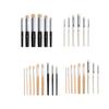 Model Painting Brush Set with Natural Wool Bristles, Wood Shafts and Detail Control for Ceramic Craft Work Use