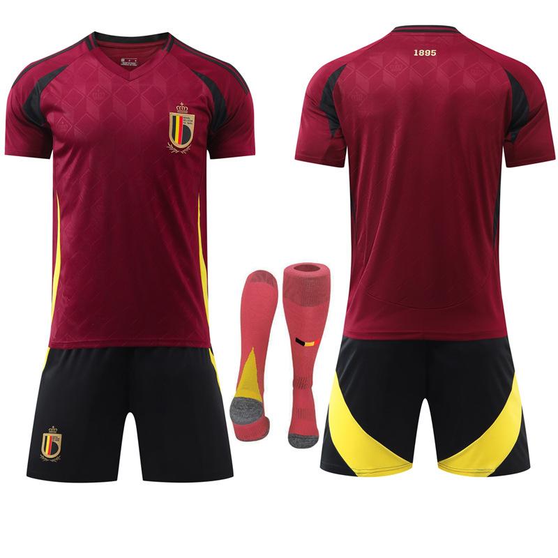Maglia da calcio casalinga del Belgio Coppa Europa 2024 N.. 7 De Bruyne 10 Lukaku 25 set di maglie multi-libreria