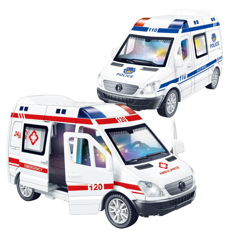 Childrens Rescue Police Car Toy With Inertia Drive And Interactive Sound Light