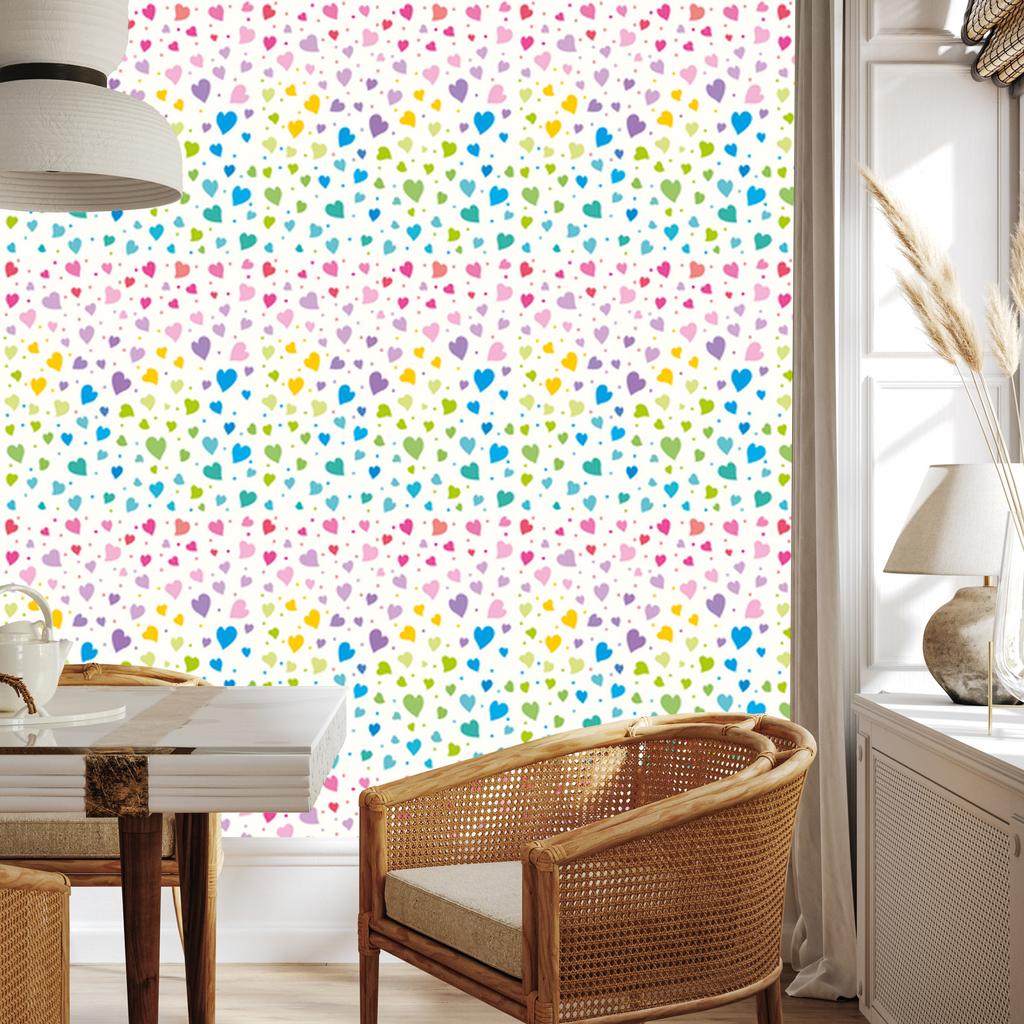 Colorful Little Hearts Wallpaper for Living Room and Bedroom 50x1000