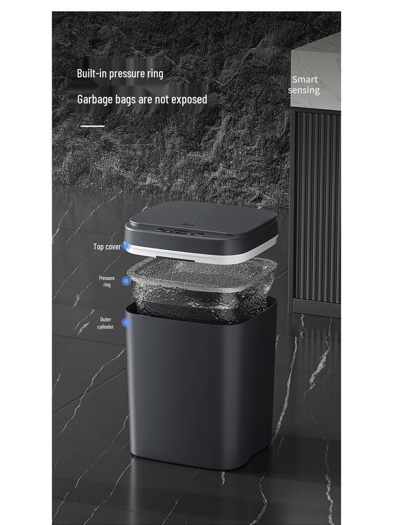 Waterproof Smart Sensor Trash Can with Automatic Lid for Kitchen, Bathroom, and Living Room