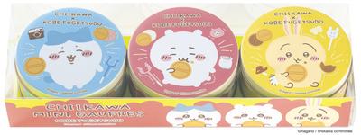 Kobe Fugetsudo Chiikawa Mini-Waffeln Chiikawa Hachiware und Stücke Beutel mit je 3 Stück in Vanille und Erdbeere [Authentisch] (Dosen) [3-Dosen-Set