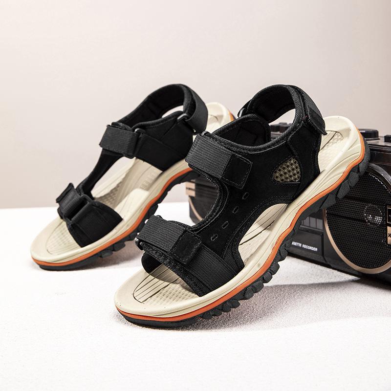Summer new sandals men's outdoor travel beach shoes casual leather soft sole non-slip sandals