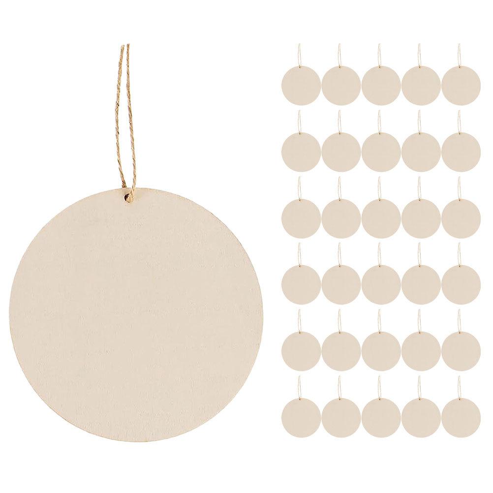 1 set Wooden Tag Plaque Unfinished Round Wood Slices Thick Smooth Diy Craft Supplies For Wall Decor Hanging Ornaments Blank