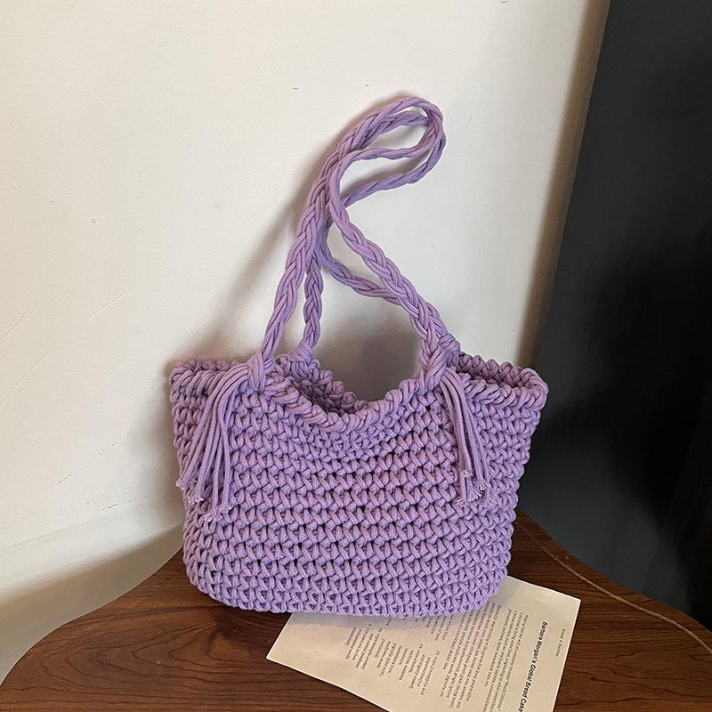 

This year s popular super-hot niche design woven bag 2025 new women s bag popular shoulder bag tote bucket bag фіолетовий
