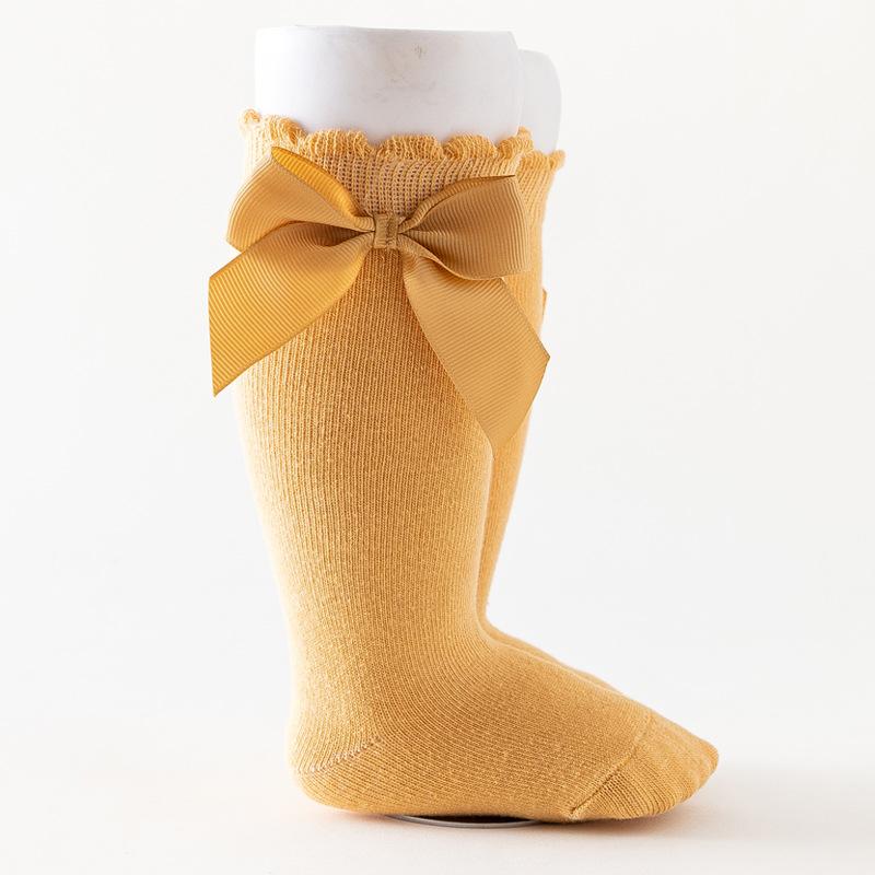 Spring and Autumn 0-5 Years Baby Socks Baby Knee Big Bowknot Loose Mouth Princess Socks