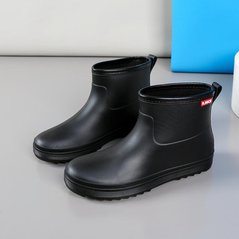 

2024 Мужская мягкая подошва водонепроницаемая обувь короткие повседневные низкие сапоги для рыбалки модные нескользящие износостойкие сапоги из ПВХ 43 чёрный