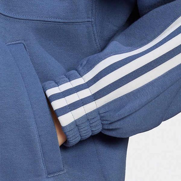 Adidas Originals Solid Logo Print Stand Collar Long Sleeve Sweatshirt Women Sweatshirt Blue GN2946