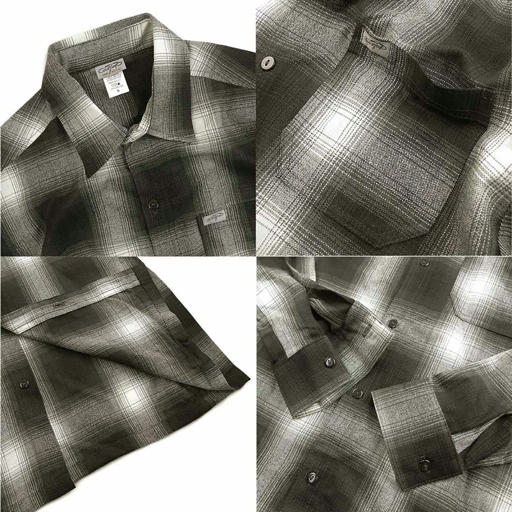 CalTop 2000LS Ombre Check Long Sleeve Flannel Made In the Size M Shirt, USA, Black/Charcoal,