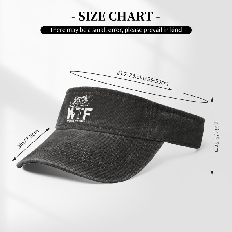WTF Where's The Fish Print Sport Sun Visor Hats Cotton Baseball Cap Empty Top Baseball Sun Cap for Men Women Running Golf Tennis