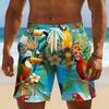 Men's Casual Stylish Tropical Parrot Print Casual Shorts Casual Fashion For Summer Vacations And Beach Getaways