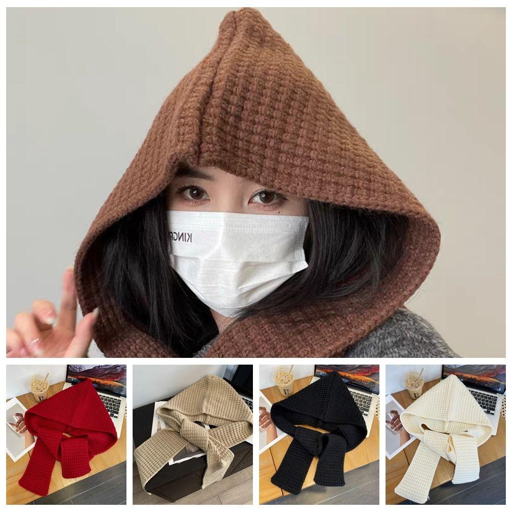 Acrylic Fibres Neck Collar Beanies Caps Triangular Winter Neckerchief Hat  Unisex