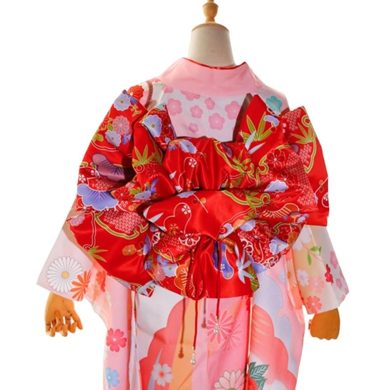 Oversized Bowknot Belt Traditional Japanese Sash for Kimono Adjustable Length Soft Fabric Multiple Color Option