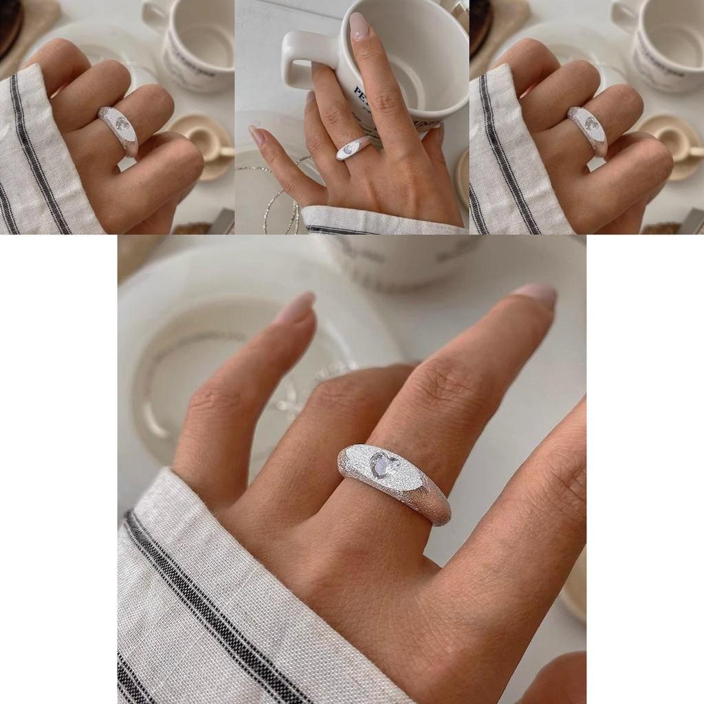 Heart Chic Motif Adjustable Ring For Women Featuring Rhinestones Sparkling