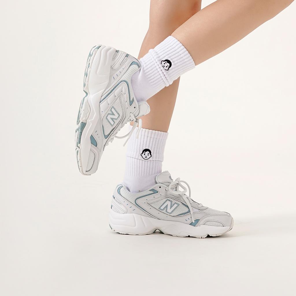 New Balance NB 452 Comfortable Versatile Lace-Up Mesh Synthetic Leather Low-Top Running Shoes Women sneaker White Blue WX452WO