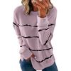 round Collar Loose Striped Top Female Crew Neck Loose Striped Top