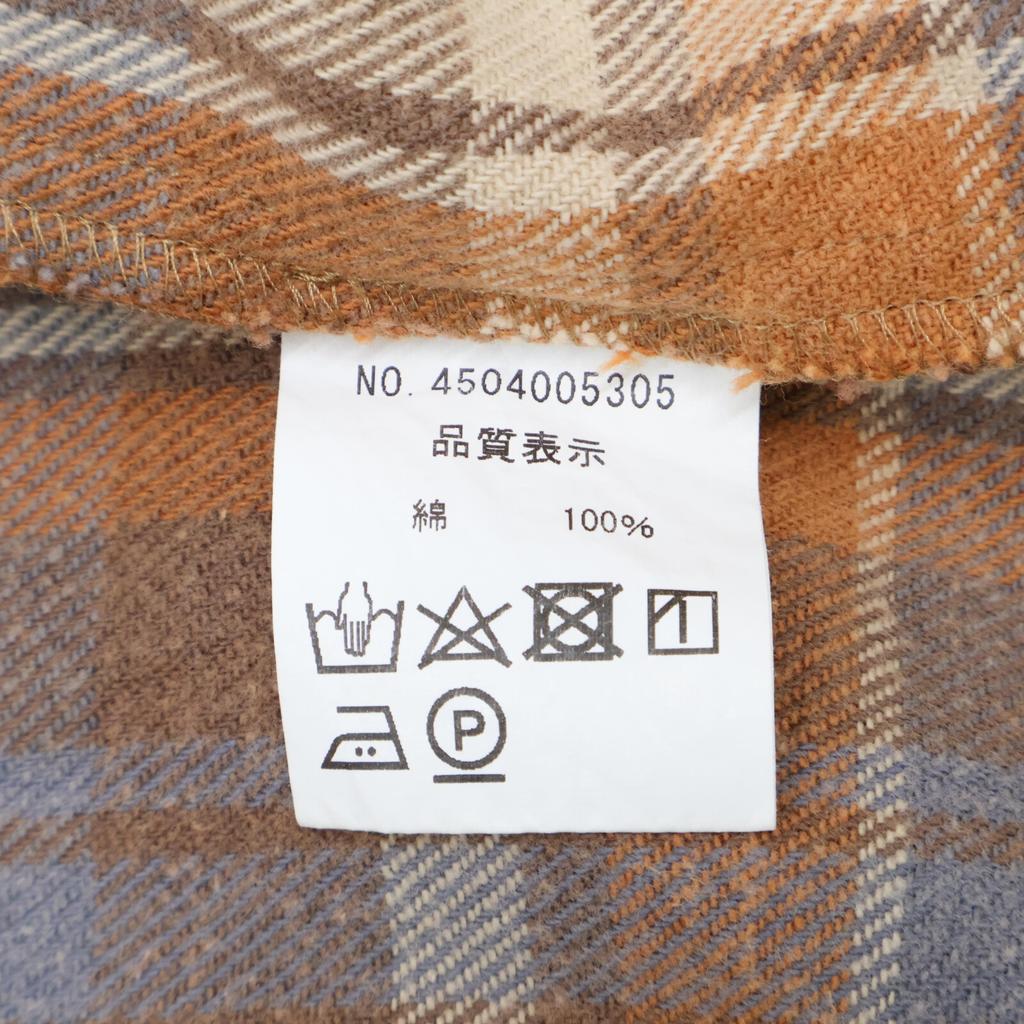 Nowos Orange X Blue Check Long Sleeve Flannel Shirt Tops F Orange/BlueUsed