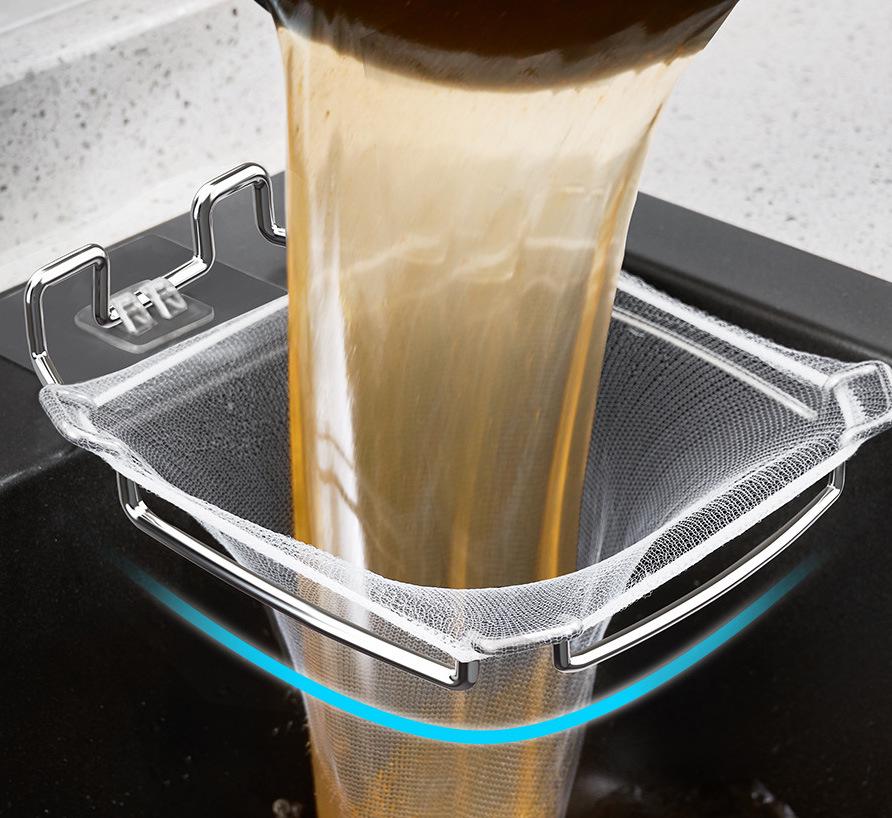 Stainless Steel Kitchen Sink Draining Rack with Debris and Vegetable Filter Net