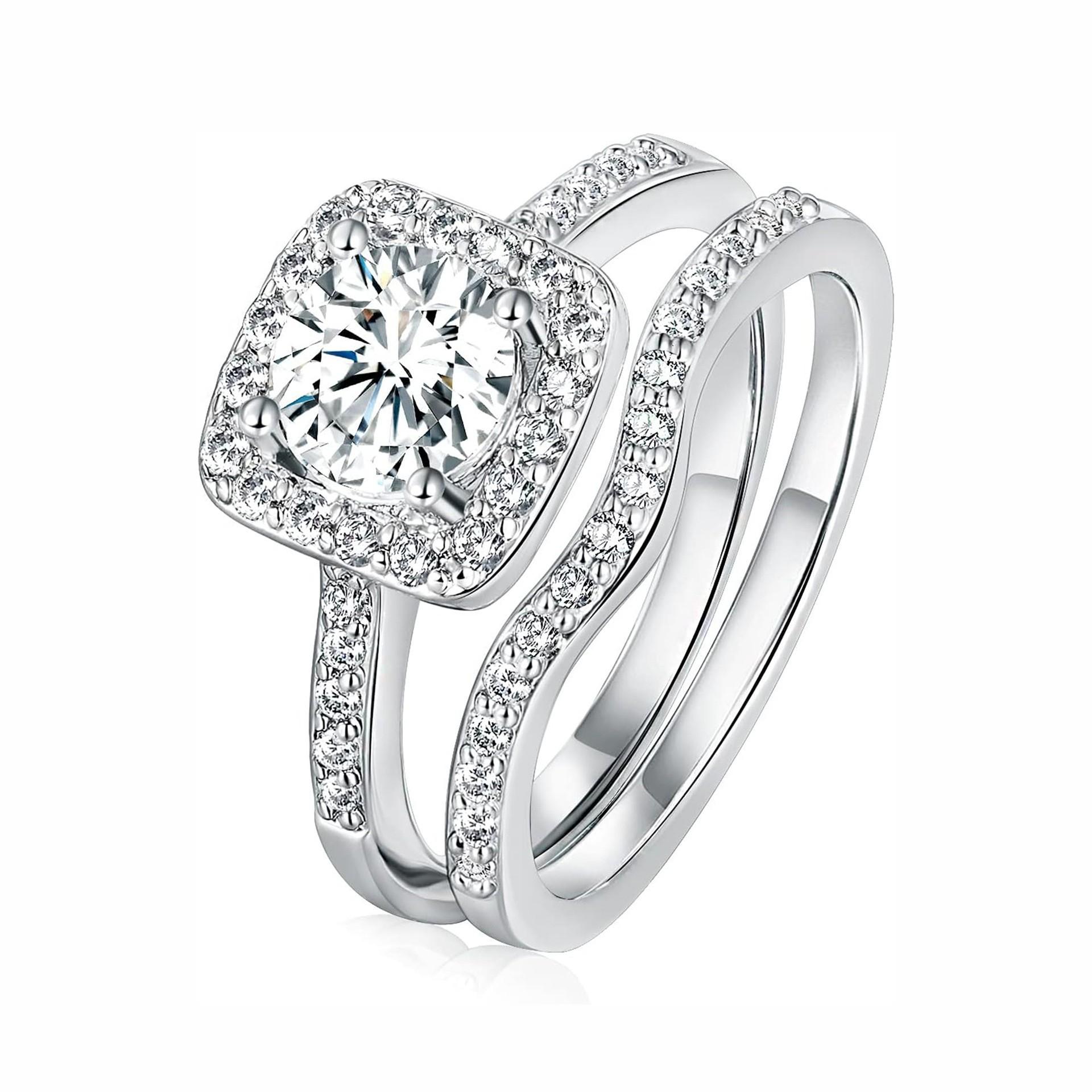 

Европейское, американское, золотое квадратное циркониевое трехкомпонентное наборное кольцо, модное легкое роскошное ювелирное изделие, высокая эстетика 5#