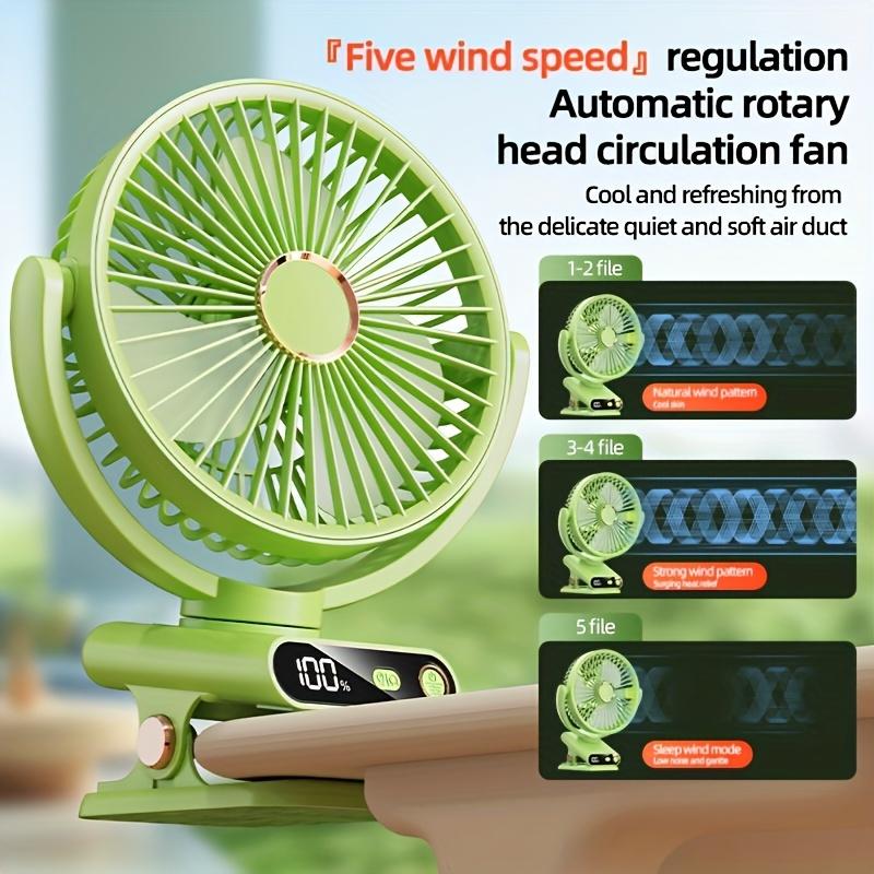 2000mAh Rechargeable Cordless Standing Fan with Digital Display,Auto Shake Operation, 5 Speed Adjustable Speeds, 90° Tiltable Head, Night Light