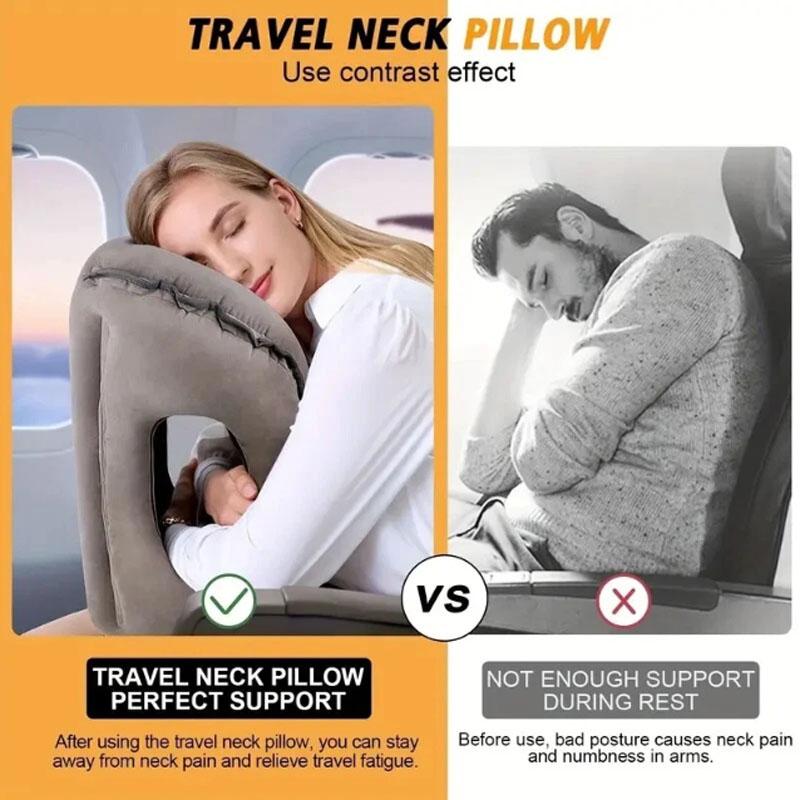 Inflatable Travel Pillow for Airplane Support Head Inflatable Pillow Neck Pillow
