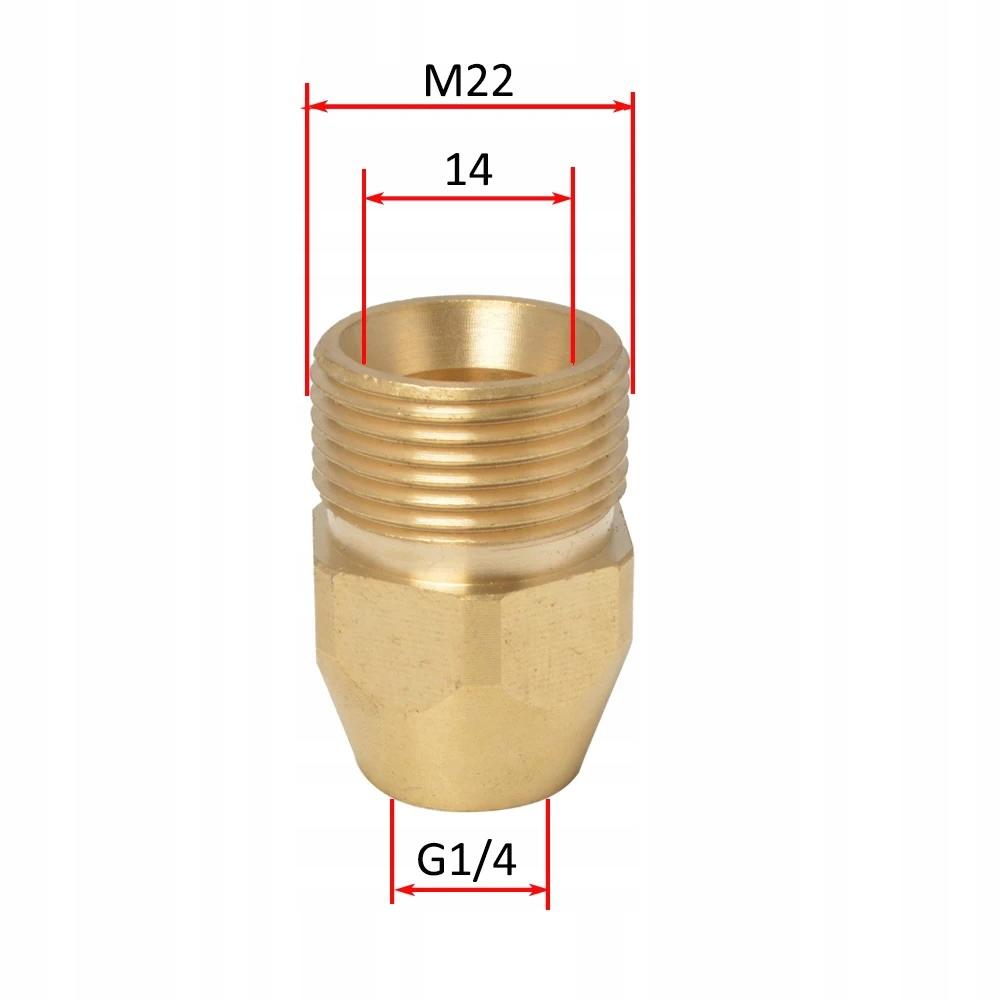 Rosfix Adapter M22x1.5M – Redukcja Mosiężna G1/4F | Kompatybilna Z Karcher I Kranzle | Zabezpieczenie Sześciokątne